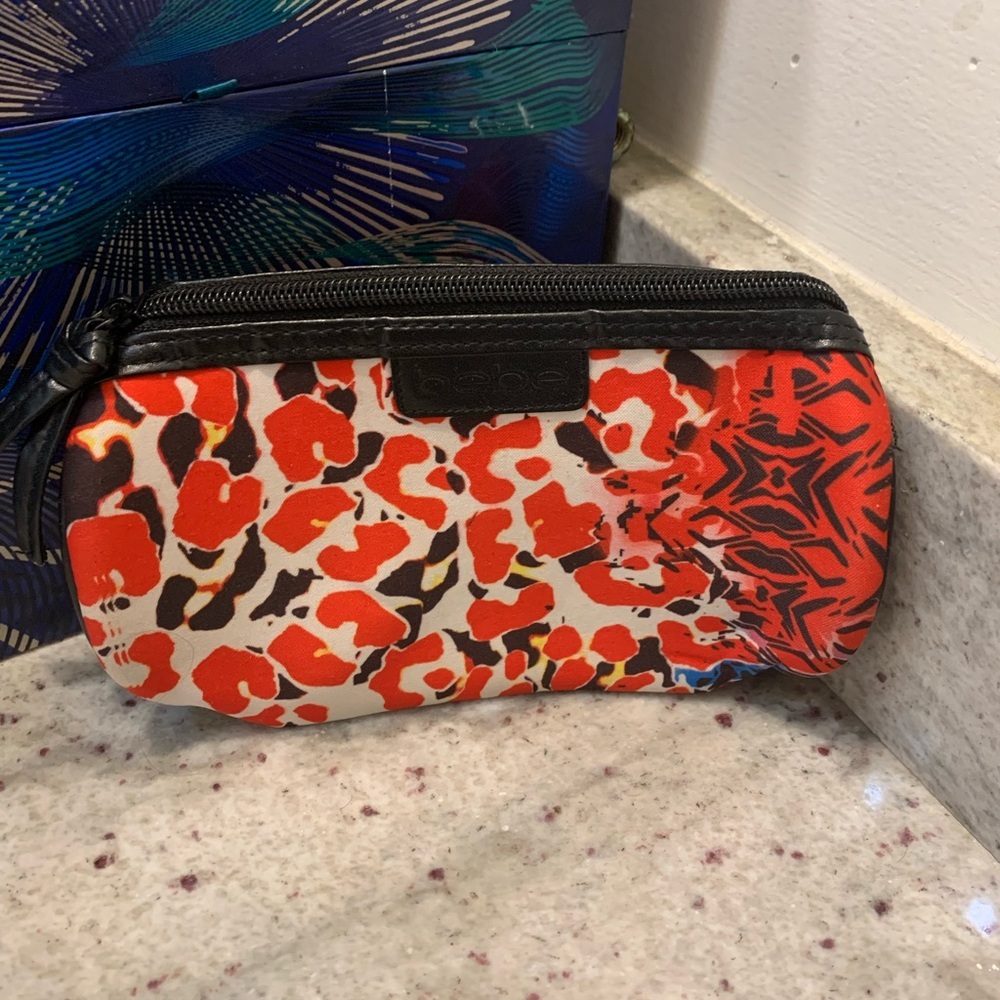 Bebe Red and Black Floral Pouch